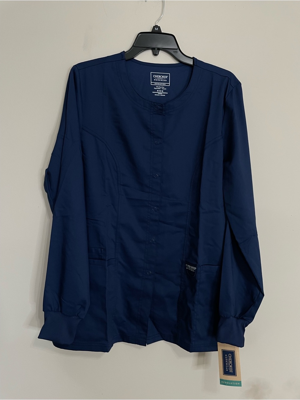 Cherokee Navy Round-Neck Scrub Medical Jacket~ Sz M *NWT Medical Staff